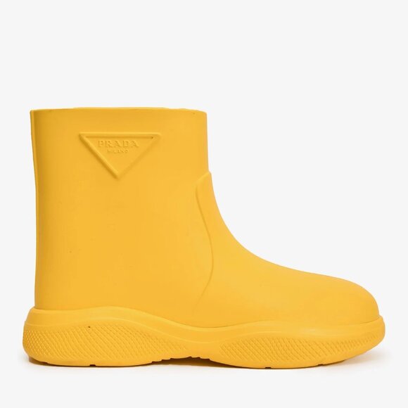 Prada Yellow Rubber Logo Rainboots Size 35 - Picture 2 of 6